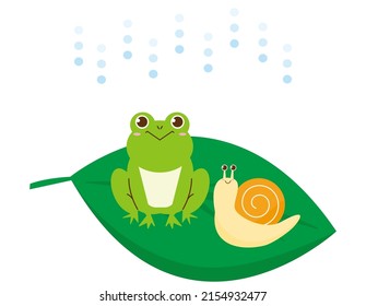 Clip art of cute frog and snail. Vector illustration.