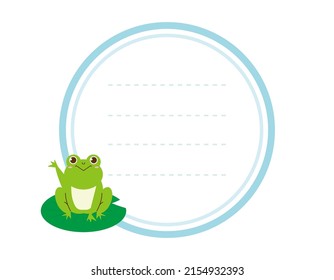 Clip art of cute frog. Vector illustration. Message card