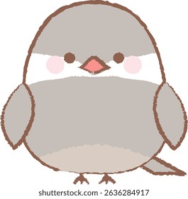 Clip art of cute paper bird in hand-drawn style