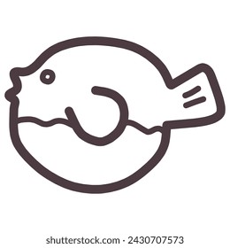 Clip art of cute puffer fish simply deformed.