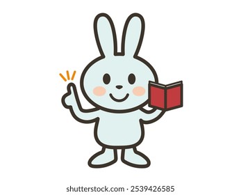 Clip art of a cute rabbit explaining with a notepad