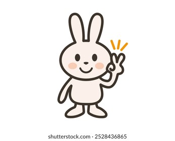 Clip art of cute rabbit smiling and peace