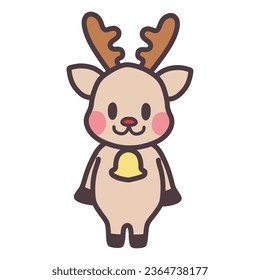 Clip art of cute reindeer character standing on two legs in mascot character style.