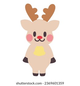 Clip art of cute reindeer character standing on two legs in mascot character style.