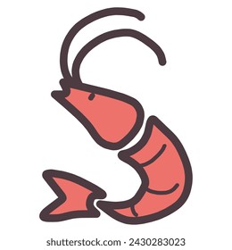 Clip art of cute shrimp deformed simply.