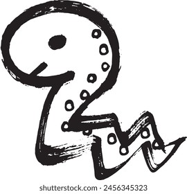 Clip art of cute snake drawn by brush.