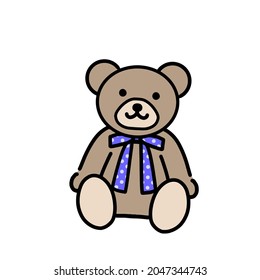 Clip art of a cute teddy bear with a ribbon
