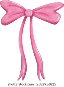 clip art cute watercolor illustration of colorful red pink bow ribbon for girls