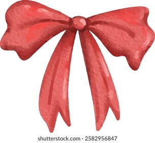 clip art cute watercolor illustration of colorful red pink bow ribbon for girls