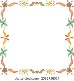 clip art cute watercolor illustration of colorful aesthetic decorative frame for background template