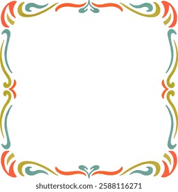 clip art cute watercolor illustration of colorful aesthetic decorative border frame for background template