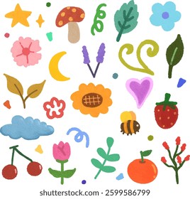 clip art cute watercolor illustration of children hand drawn doodles and sketch, daycare and nursery wallpaper