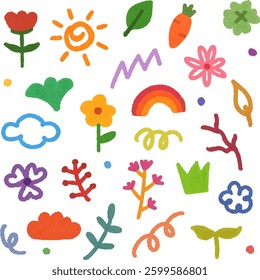 clip art cute watercolor illustration of children hand drawn doodles and sketch, daycare and nursery wallpaper