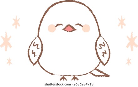 Clip art of cute white paper bird in hand-drawn style