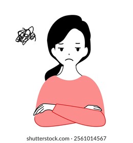 Clip art of dissatisfied young woman.