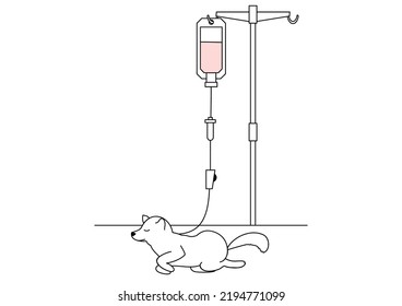 Clip art of dog receiving intravenous drip