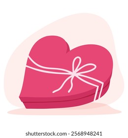 Clip art of doodle heart- shaped gift box on isolated background. Design for Valentine's Day, wedding and mother’s day celebration, greeting cards, home decor, wrapping paper, scrapbooking.