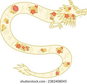 clip art of dragon with flower pattern