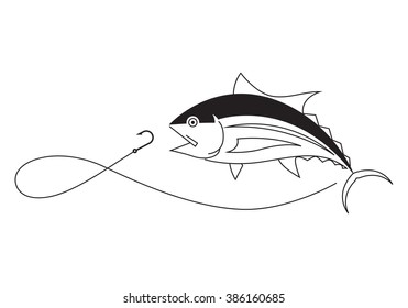 clip art draw fishing tuna on white background