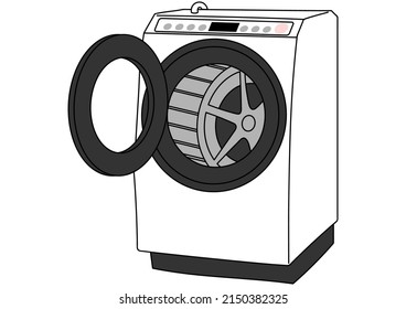 Clip Art Of Drum-type Washing Machine With Open Lid