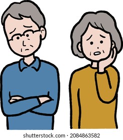 clip art of an elderly couple in distress.