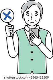 Clip art of elderly man with smartphone