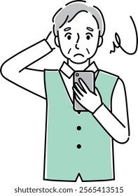 Clip art of elderly man with smartphone