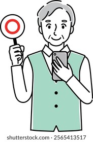 Clip art of elderly man with smartphone