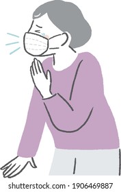 Clip art of elderly woman sneezing