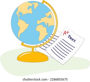 Elemento de imágenes prediseñadas, globo geográfico, de vuelta a la escuela, globo geográfico de zonas climáticas de dibujos a mano, papel de ensayo