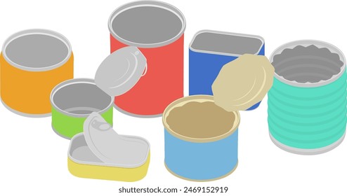 Clip art of empty cans of various shapes