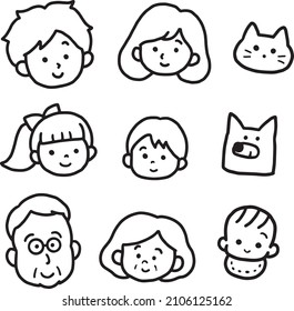 imagen prediseñada de la familia de 3 generaciones, arte de línea.