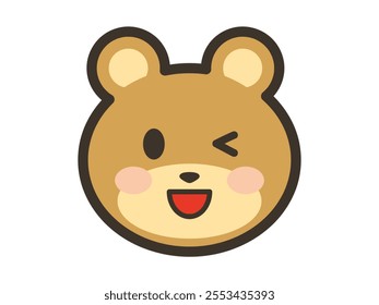 Clip art of face of cute bear smiling and winking