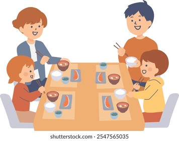 Clip art of family eating together