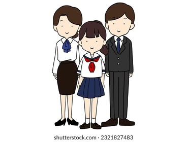 Clip art of family standing side by side