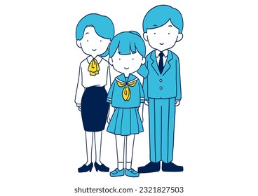 Clip art of family standing side by side