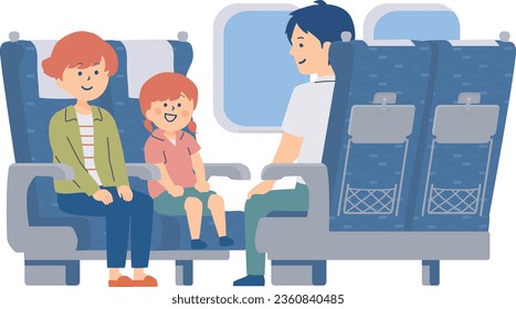 Clip art of family traveling by bullet train