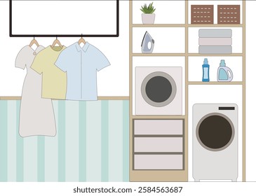 Clip art of fashionable laundry room washroom