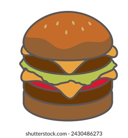 Clip art of fast food double hamburger