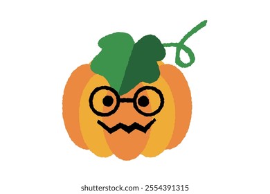 Clip art of father jack-o-lantern with glasses