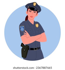 Clip art featuring a police woman with folded hands, perfect for police department materials, security presentations, and community safety campaigns