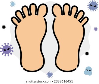 Clip art of feet full of germs