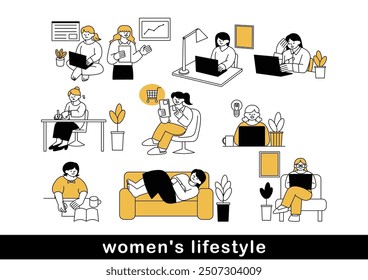 Clip art of female businessperson teleworking