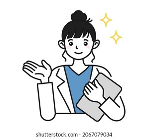 Clip art of female nurse making an introduction