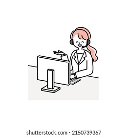 clip art of female operator working in call center(show me)