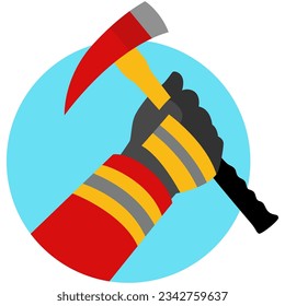 Clip art of a firefighter hand holding an axe, vector illustration