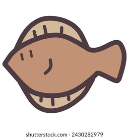 Clip art of fish like a flounder simply deformed.