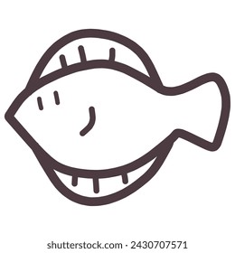 Clip art of fish like a flounder simply deformed.