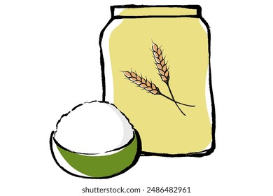 Clip art of flour bag with brush touch