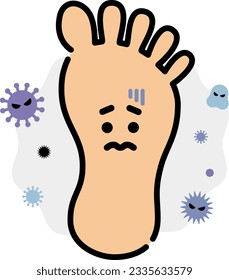 Clip art of a foot character full of germs